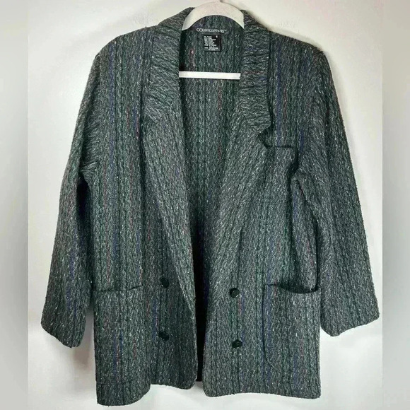 Vintage Counterparts Wool Blend Multicolor Stripe Tweed Blazer Women’s Size 6 - Picture 10 of 13